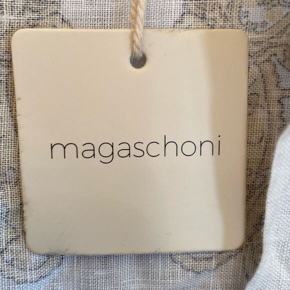 Magaschoni 100% Linen Orange Yellow Wrap Midi Dress, Size Small - Picture 11 of 12